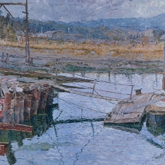 Houseboats_III-1980-oil_on_canvas-64x90