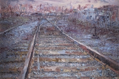 <em>Tracks</em>, 2009, oil on canvas, 48 x 70 inches
