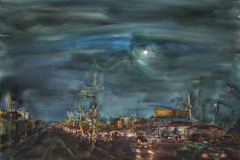 Lakeshore Drive with Moon, 2011  watercolor on paper, 20.75 x 28.5