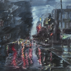 Sherbourne Night, 2011 watercolor on paper, 21 x 28.5 inches