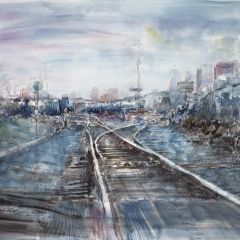 Tracks, 2011, watercolor on paper, 20.5 x 29 inches
