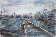 Tracks, 2011, watercolor on paper, 20.5 x 29 inches