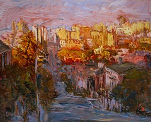 <em>Broadway East View</em>, 1990, oil on canvas, 36 x 45 inches